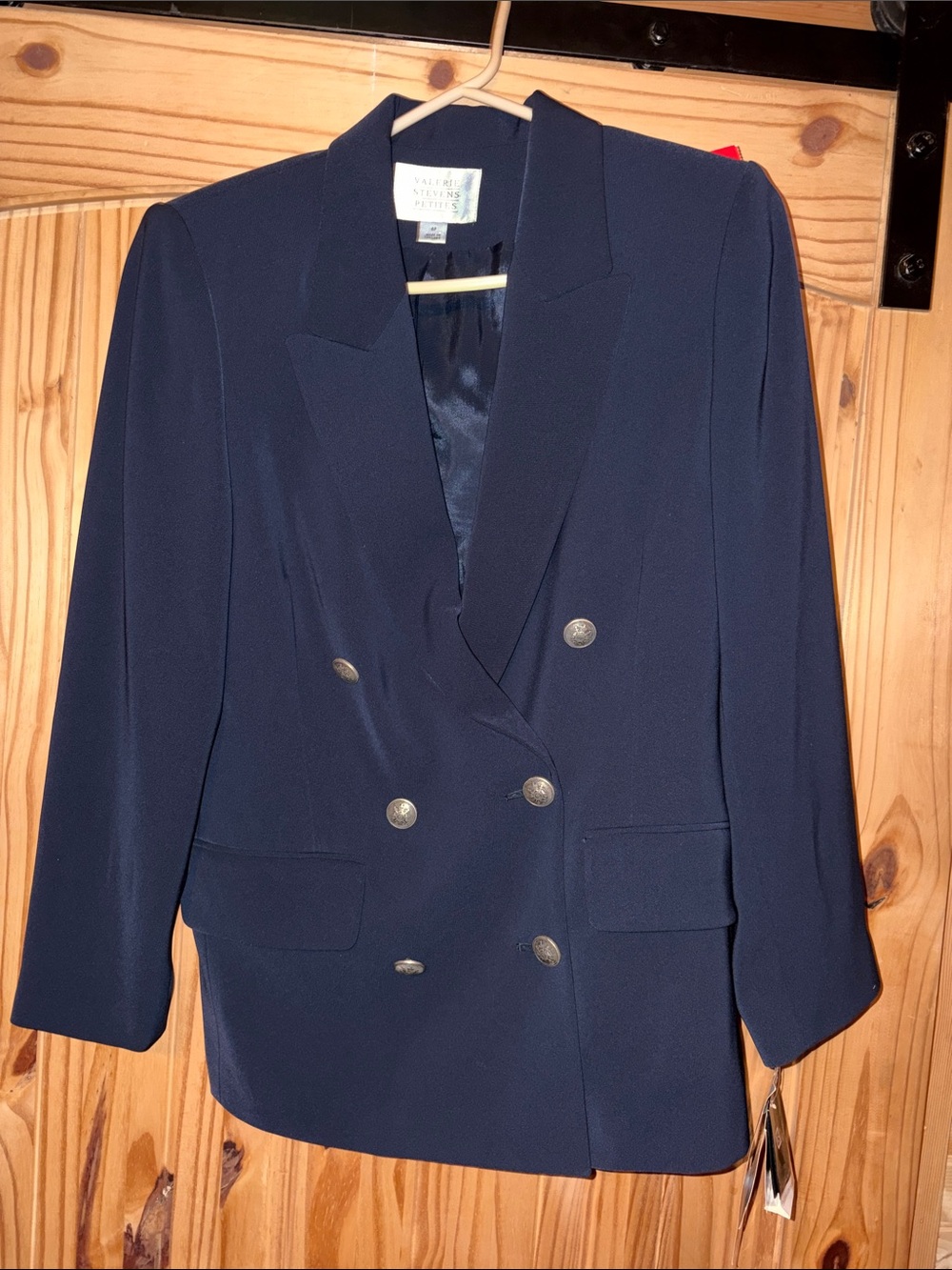 Valerie Stevens Navy Double-Breasted Blazer with bronze Buttons